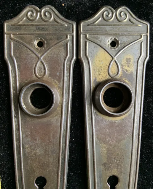 (2) Match Antique 1800’s Victorian Doorknob Backplates Great Condition Restored 2