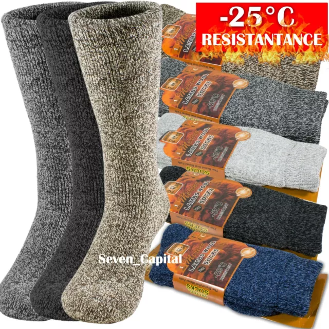 3 Pairs Mens Winter Heavy Duty Warm Thermal Merino Lambs Wool Boots Socks 10-13