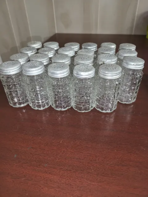 23 Restaurant Supply Salt & Pepper Shakers   3" Clear Glass Lot  Food Service
