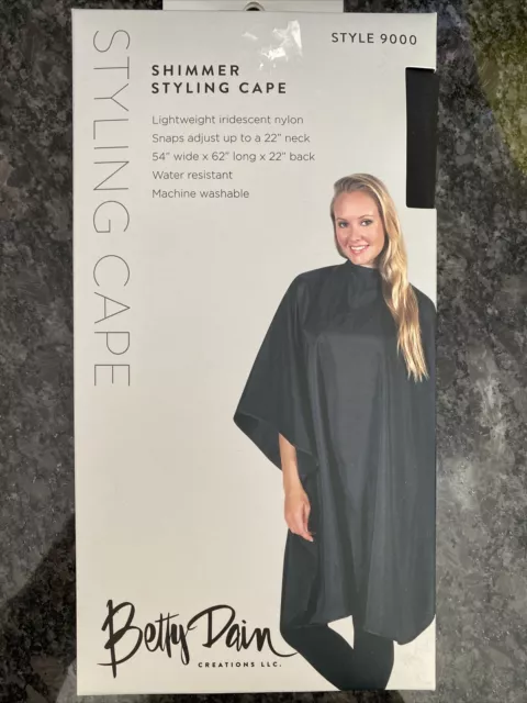 Betty Dain Creations Shimmer Styling Cape Style 9000 -Black- New