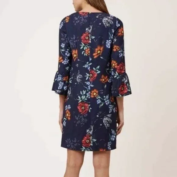 Hobbs of London sz US 10 Flora floral dress shift dress navy blue 2