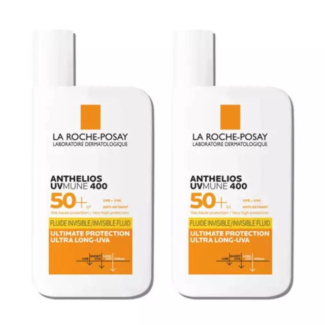 2x La Roche-Posay Anthelios SPF 50+ Ultra Protection Invisible Fluid Cream UK