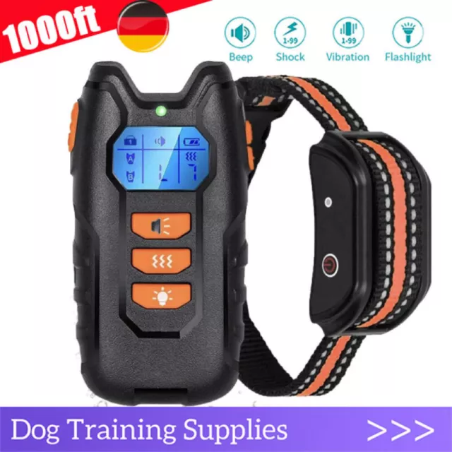 1000ft Remote Electric Pet Dog Training Collar Shock Anti Bark Rechargeable LCD