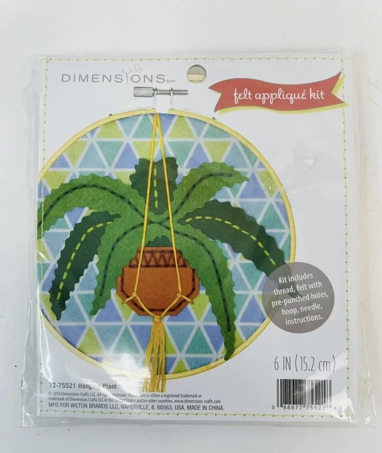 (Juego de 2) Dimensiones Aplique de Fieltro Kit Planta Colgante 6" Nuevo Hilo Arro de Fieltro
