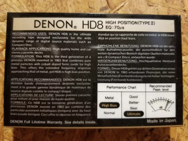 10 Denon HD8-75 Metal Particle Audio Cassette Tapes NOS Factory Seal 3