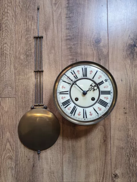 A Regulator Vienna Wall Clock Movement + Bracket & Pendulum By Kienzle 1890