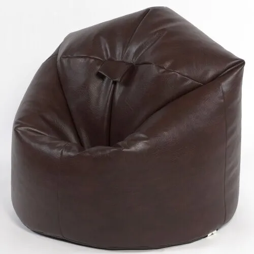 Leather Bean Bag Cover Faux Leather Classic Chair Seat Lazy Lounge Brown