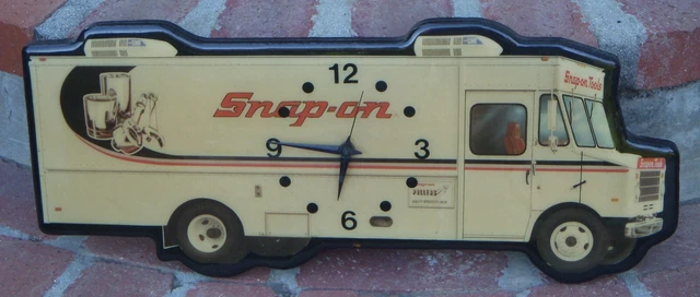 Vintage Snap-On Tools Dealer Truck Clock 23 Inch Long Working Lacquered Wood