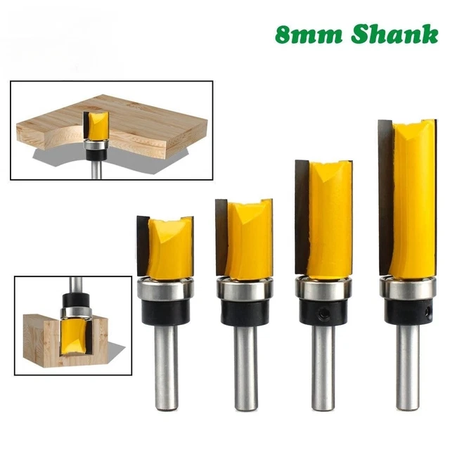 Produktbild von Bündigfräser Set 4-teilig - 8mm Schaft Für Holzoberflächen