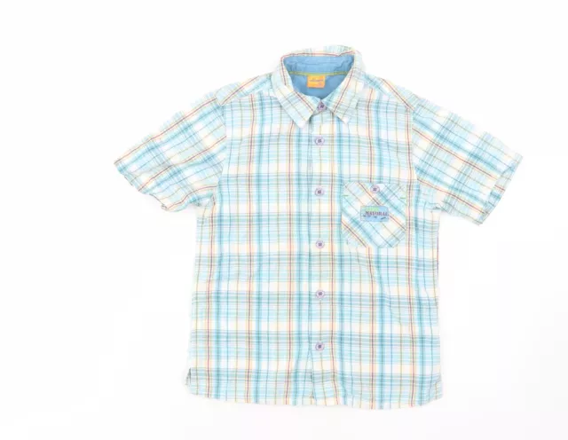 Mayoral Boys Blue Plaid Cotton Basic Button-Up Size 5 Years Collared Button