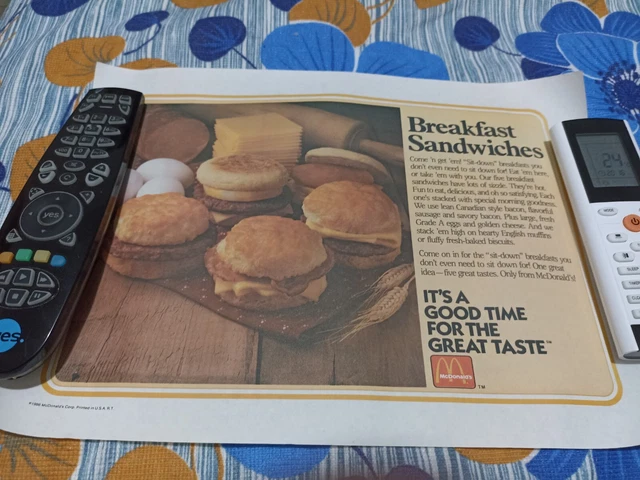 Rare 3 Vintage 1984 86  McDonald's tray sheet rare original