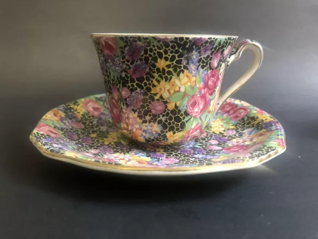 Vintage Royal Winton Grimwades Chintz Hazel Teacup And Saucer England