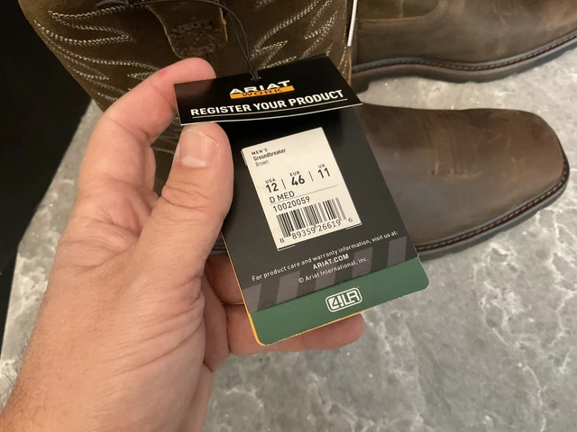 NEW! MENS ARIAT Groundbreaker Brown Wide Square Toe Work Boots. Size ...