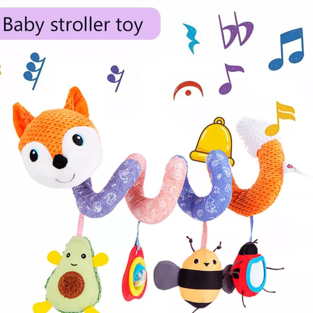 Baby Crib Cot Music Pram Hanging Rattles Spiral Stroller Car Seat Toy Practical 2