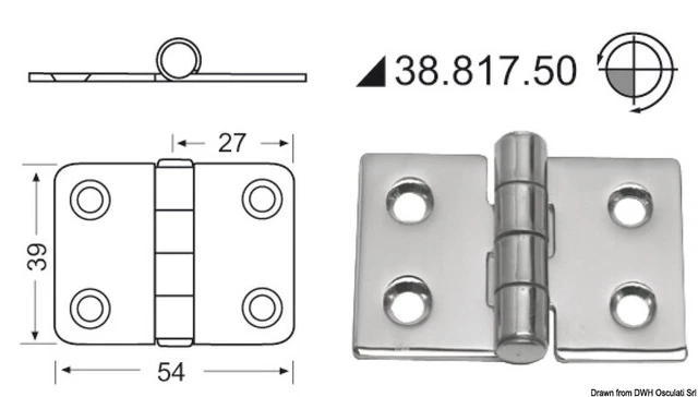Charnière Inox Marque Osculati 38.817.50