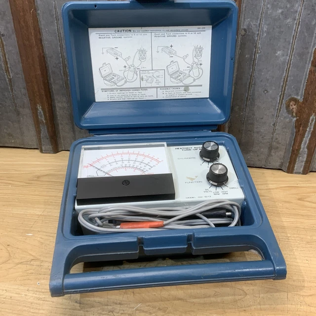 Vintage Heathkit Model Cm-1073 Automotive Tune-Up Meter W/ Blue Case