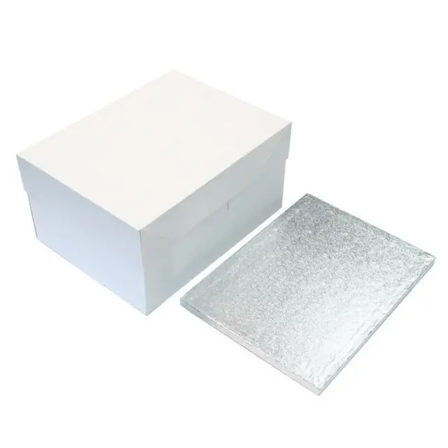White Cake Box And 12mm Oblong Cake Drum Board