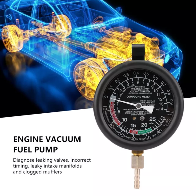 Car Engine Vacuum Fuel Pump&Vacuum Tester Gauge Carburetor Pressure Diagnostics