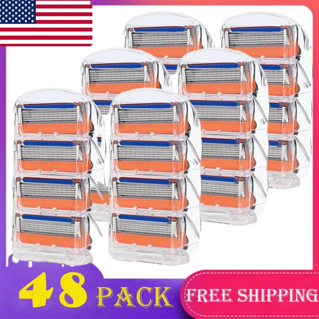Paquetes de 48 cuchillas de afeitar para hombre para Gillette Fusion 5 selladas de fábrica