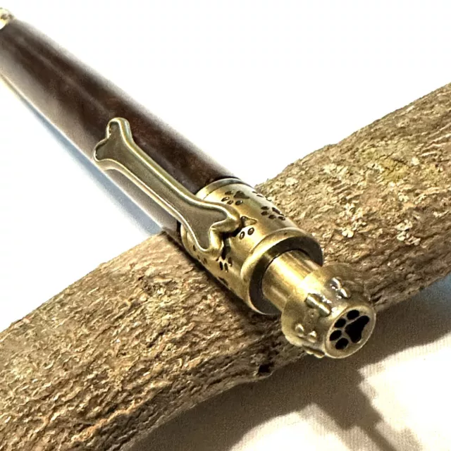 "I Love My Dog" Handmade Ballpoint Pen in Walnut Burl Wood with Sleeve & Refill