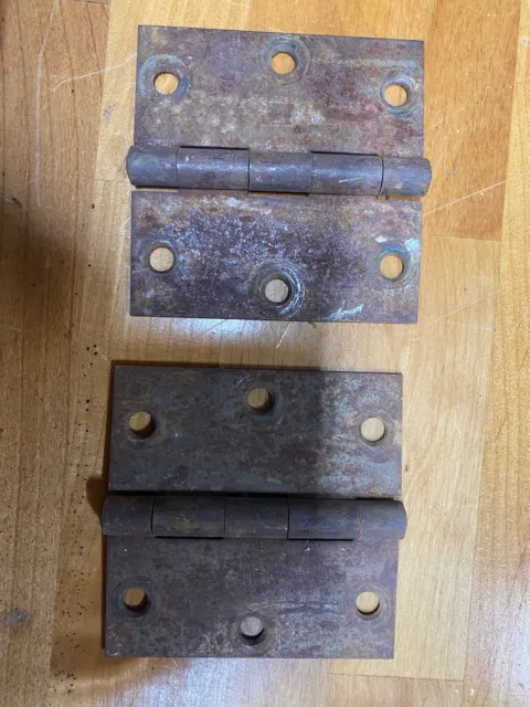 2 Rusty Crusty 3" DOOR BUTT HINGE Vintage Repair Antique Restoration projects