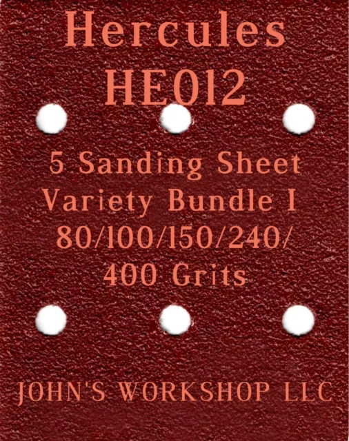 HERCULES HE012 - 80/100/150/240/400 Grits - 5 Sandpaper Variety Bundle I