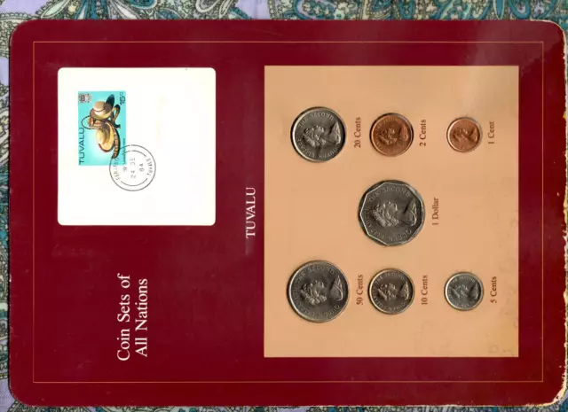 Coin Sets of All Nations Tuvalu 1985 UNC $1,50,20,10,5,2,1 cents 24DE 84