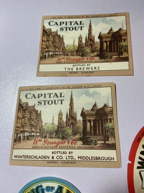 12 Old William Younger Edinburgh Brewery Beer Labels Inc Mixed Bottlers Lot 5 7