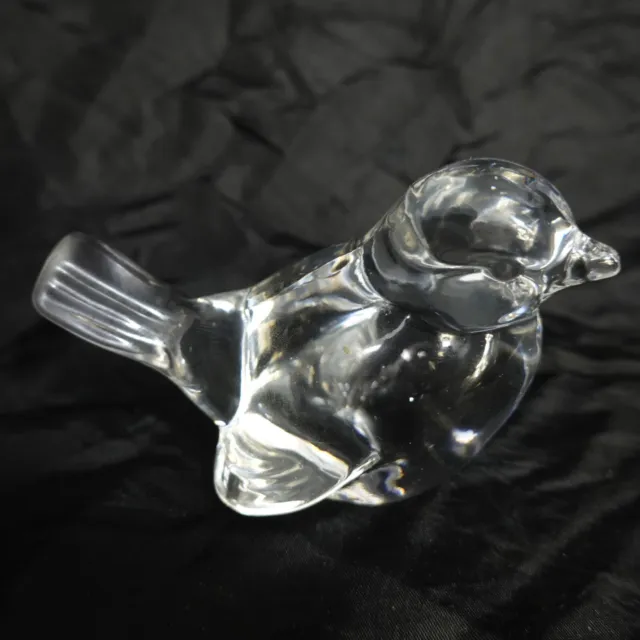 Vintage Fenton Clear Crystal Glass Bird Sparrow Figurine Paperweight Sculpture