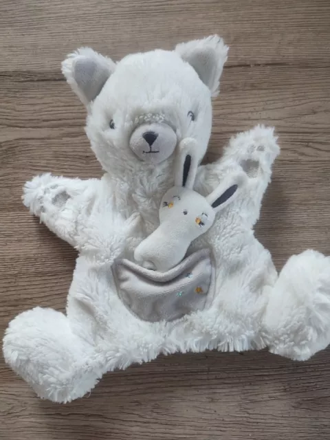 Doudou Marionnette Simba Toys Ours Lapin Blanc Poche Etoiles 25Cm