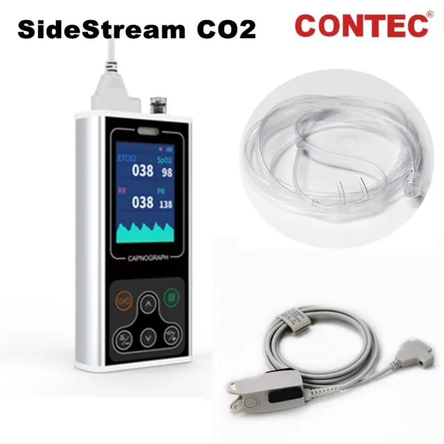 CONTEC CA10S tragbarer Seitenstrom-CO2-Monitor Kapnograph Patientenmonitor SpO2