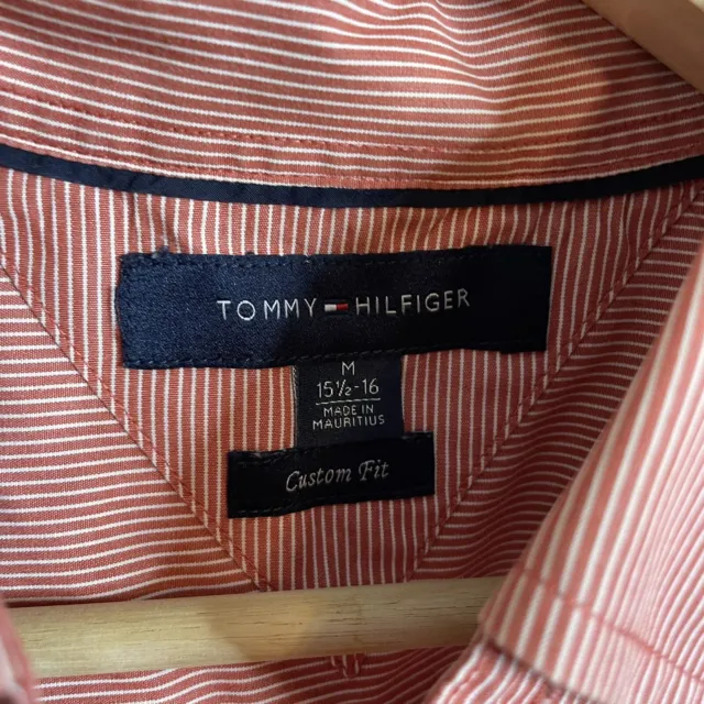 TOMMY HILFIGER SHIRT Mens M Red White Striped Long Sleeve Button Down ...