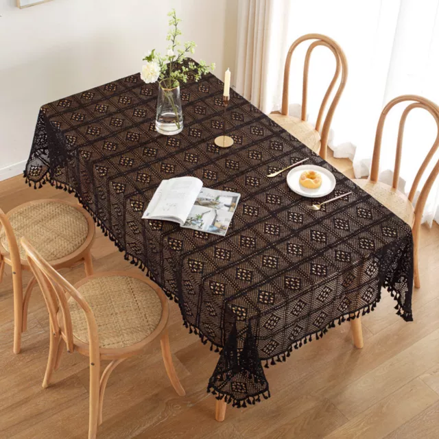 Vintage Hand Crochet Lace Tablecloth Dining Table Cloth Cover Wedding Home Decor