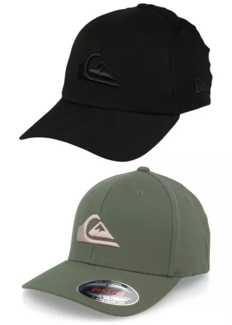 QUIKSILVER MOUNTAIN & WAVE black, green CAP HAT NEW MENS FLEXFIT  Arch Brim Surf