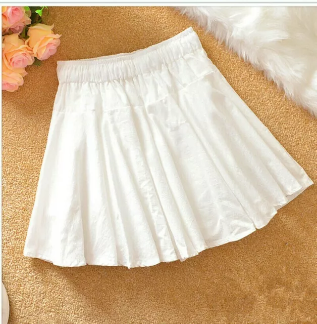 Pleated Lady Cotton Skirt Underskirt Culotte Half Slip Petticoat Mini Short Cute