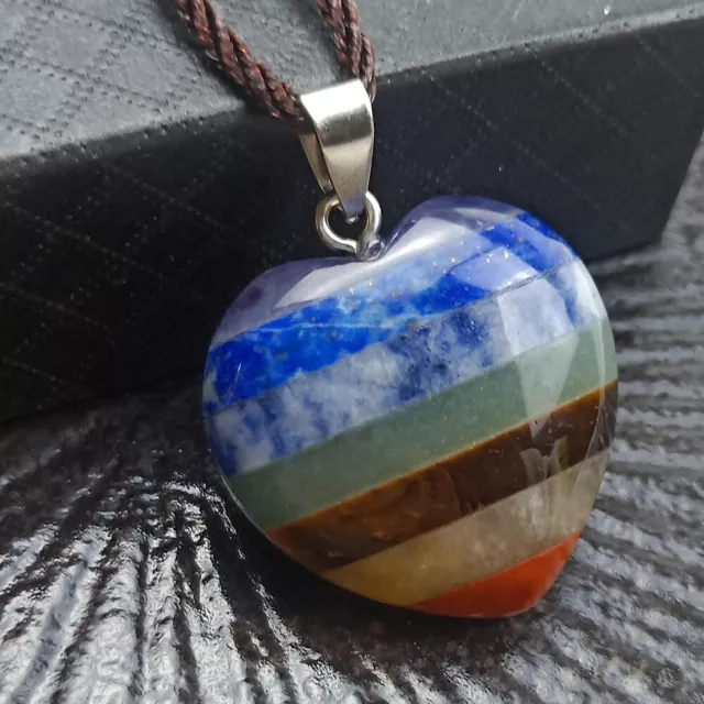 7 Chakra Natural Stone Pendant Necklace Healing Gemstone Crystal Energy Necklace 2