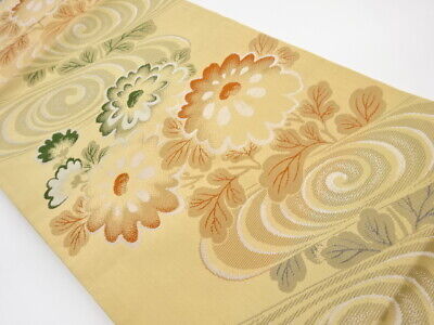 6152400: Japanese Kimono / Vintage Nagoya Obi / Woven Stream & Chrysanthemum