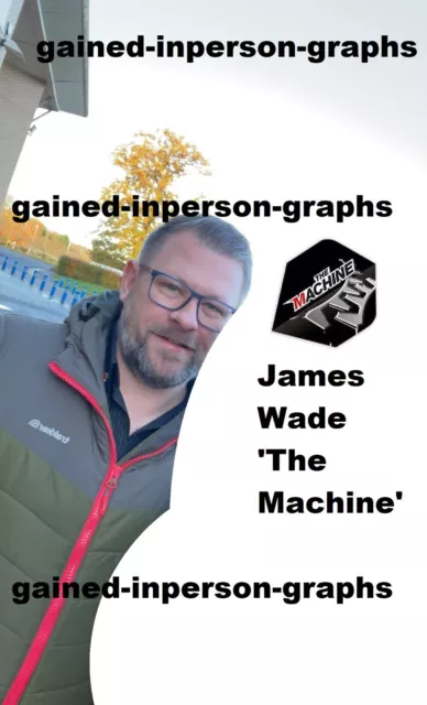 DARTS: JAMES WADE 'THE MACHINE' SIGNED 6x4 ACTION PHOTO+COA **PROOF** 2