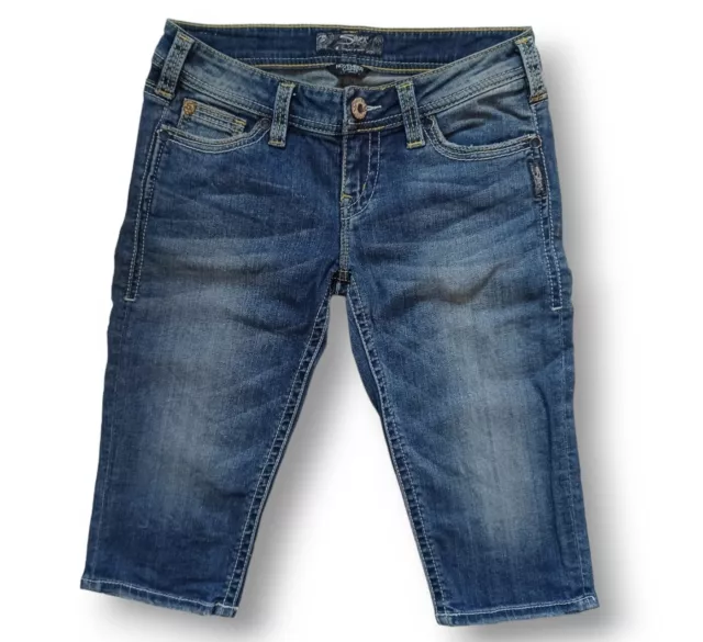 Silver Jeans November Capri Stretch Lowrise Medium Wash Cropped Juniors Size 27