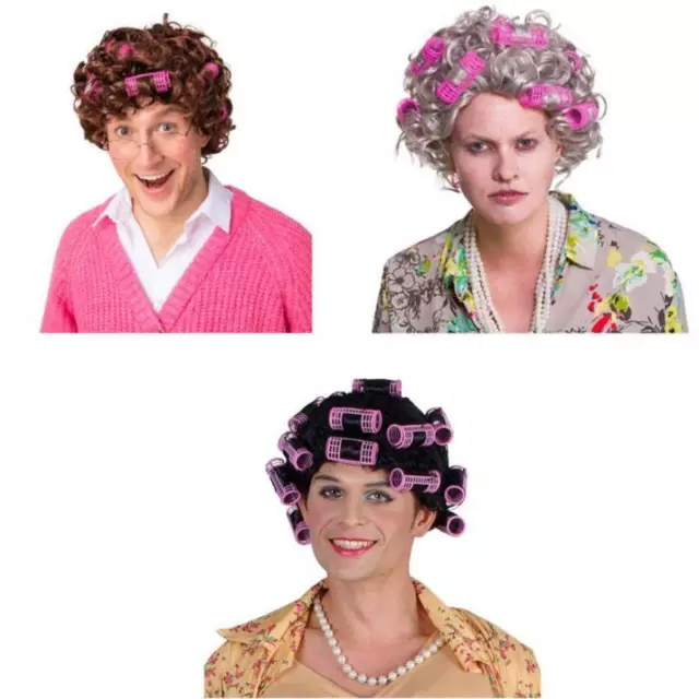 Wicked Costumes Granny with Rollers Wig Adult Fancy Dress