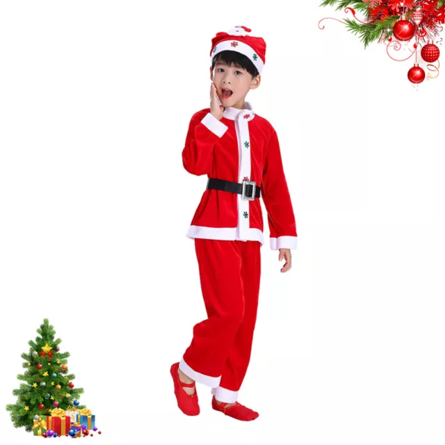 Red Child Luxury Santa Costume Christmas Fancy Dress Outfits