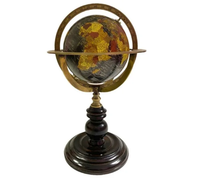 Globe World Map Adorno antiguo Soporte de mesa de latón Decoración de... 2