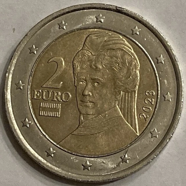 Pièce 2 Euros Autriche 2022 - Bertha Von Suttner - Erreur De Frappe (cheveux Et Barrette) - État SPL+