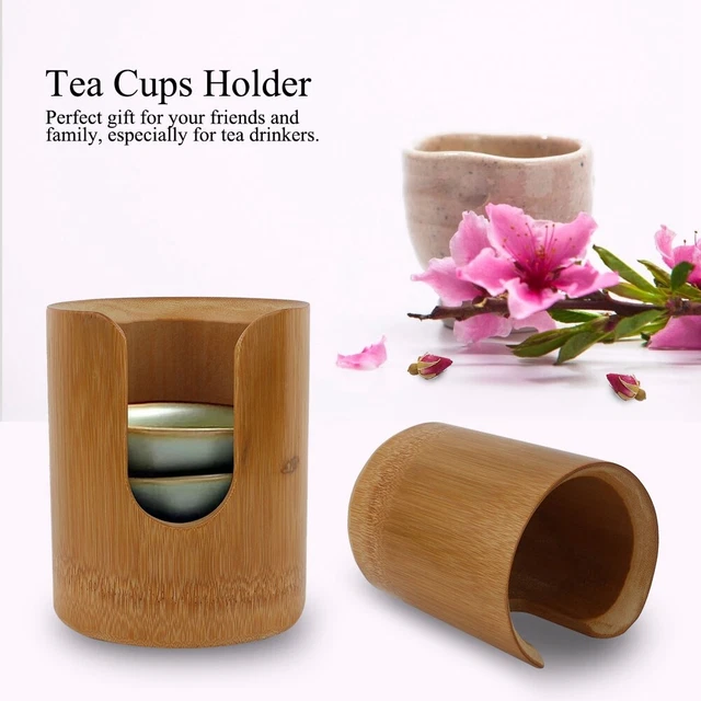 (large)Seau De Rangement De Tasses à Thé En Bambou Support De Tasses à Thé OB