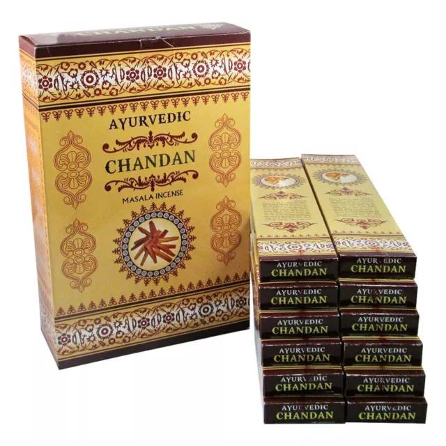 Ayurvedische Chandan Masala Räucherstäbchen Agarbatti, Packung mit 12 x 15...