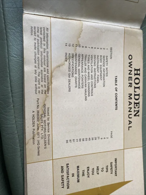 Genuine Holden HQ Glovebox Owners Manual Sept 1971 Kingswood Monaro Statesman 3