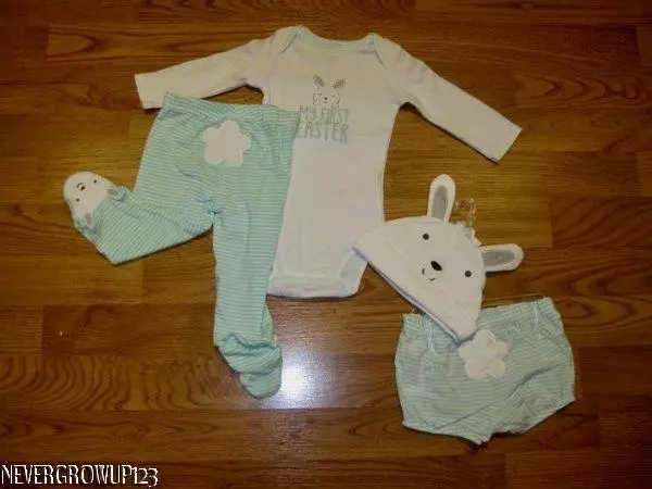 Baby Boys Carters "My 1St Easter" Bunny Outfit~Bodysuit Pants Hat~3M~6M~Nwt