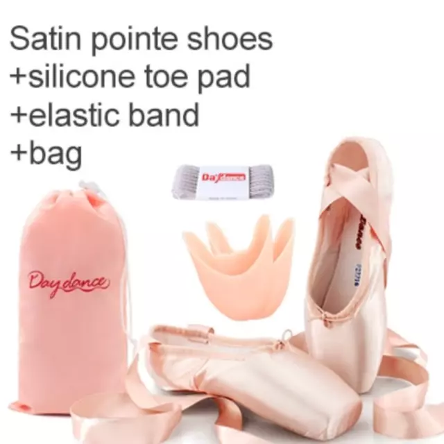 Satin Ballet Pointe Shoes Professional Girls Ballerina Dance Shoes with Ribbons
