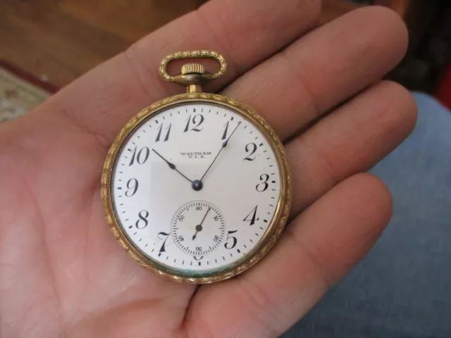 Antique 1800's Waltham Men's  Pocket Watch Gold Filled Case For Repairs