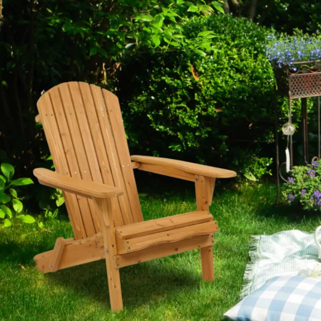 Adirondack Chair Folding Garden Patio Furniture Weatherproof Wooden Deck Chair